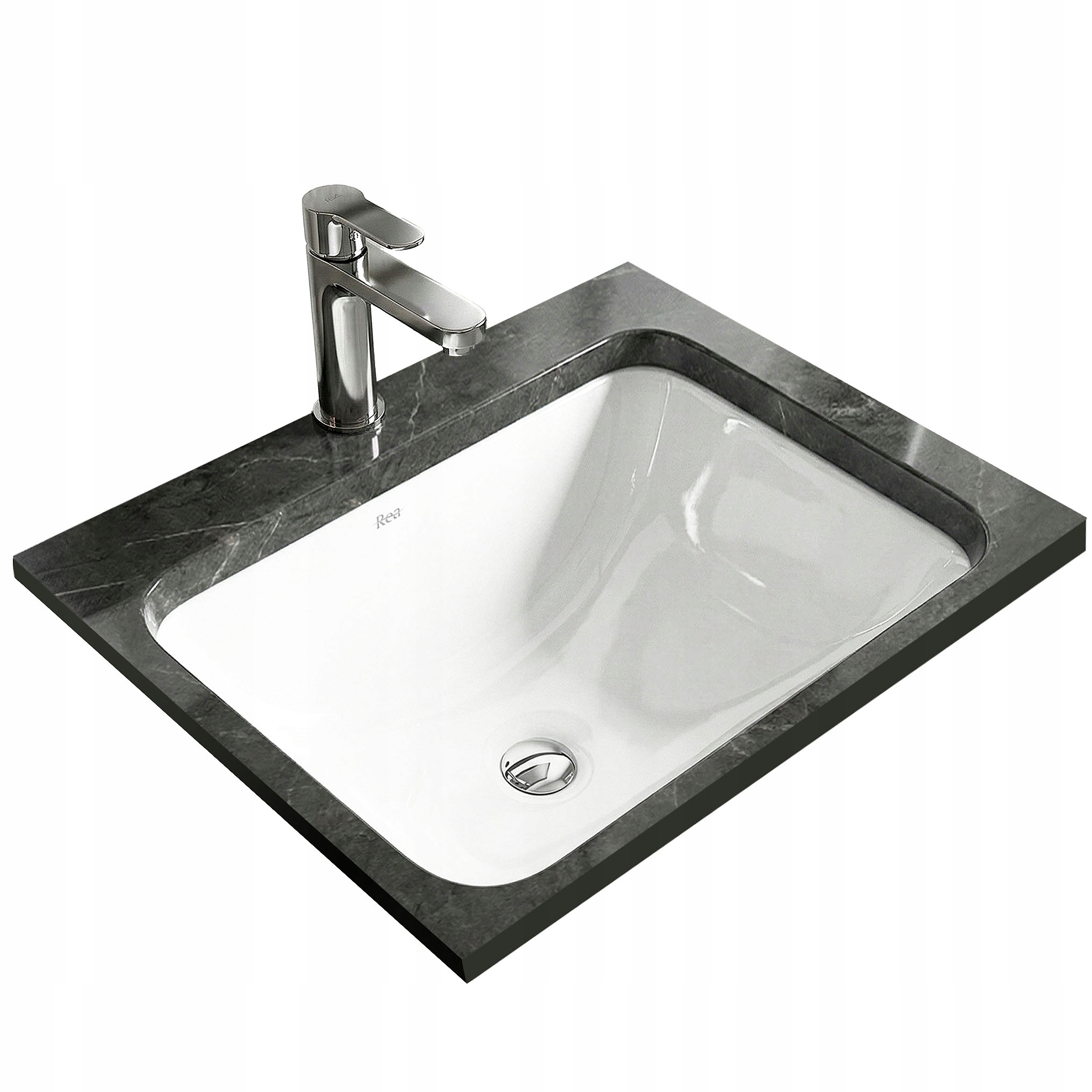Umyvadlo Pod Desku Rea Anabel 46 cm S Přepadem, Bílý Lesk, Obdélníkové