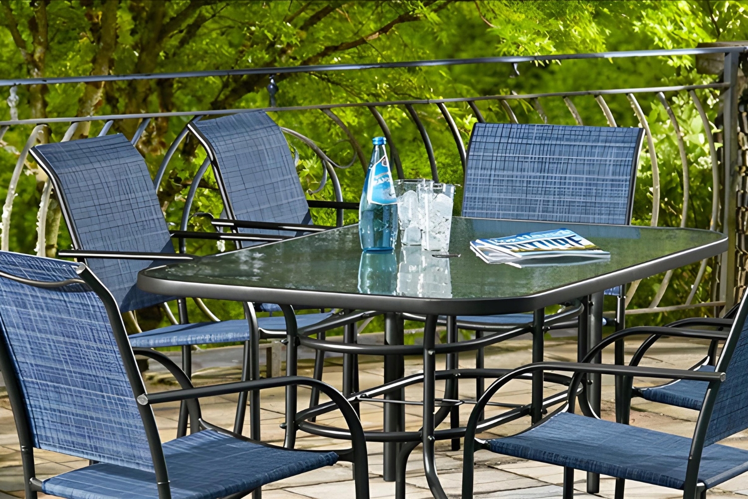 DUŻY STÓŁ OGRODOWY SZKLANY METALOWY NA TARAS BALKON MEBLE OGRODU 140x80 cm Wysokość mebla 70 cm