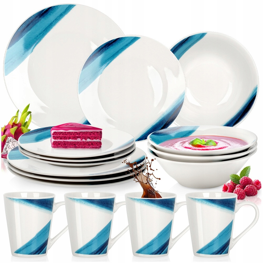 Obědová sada Servisní sada Obědový talíř Hluboký dezertní 16 ks