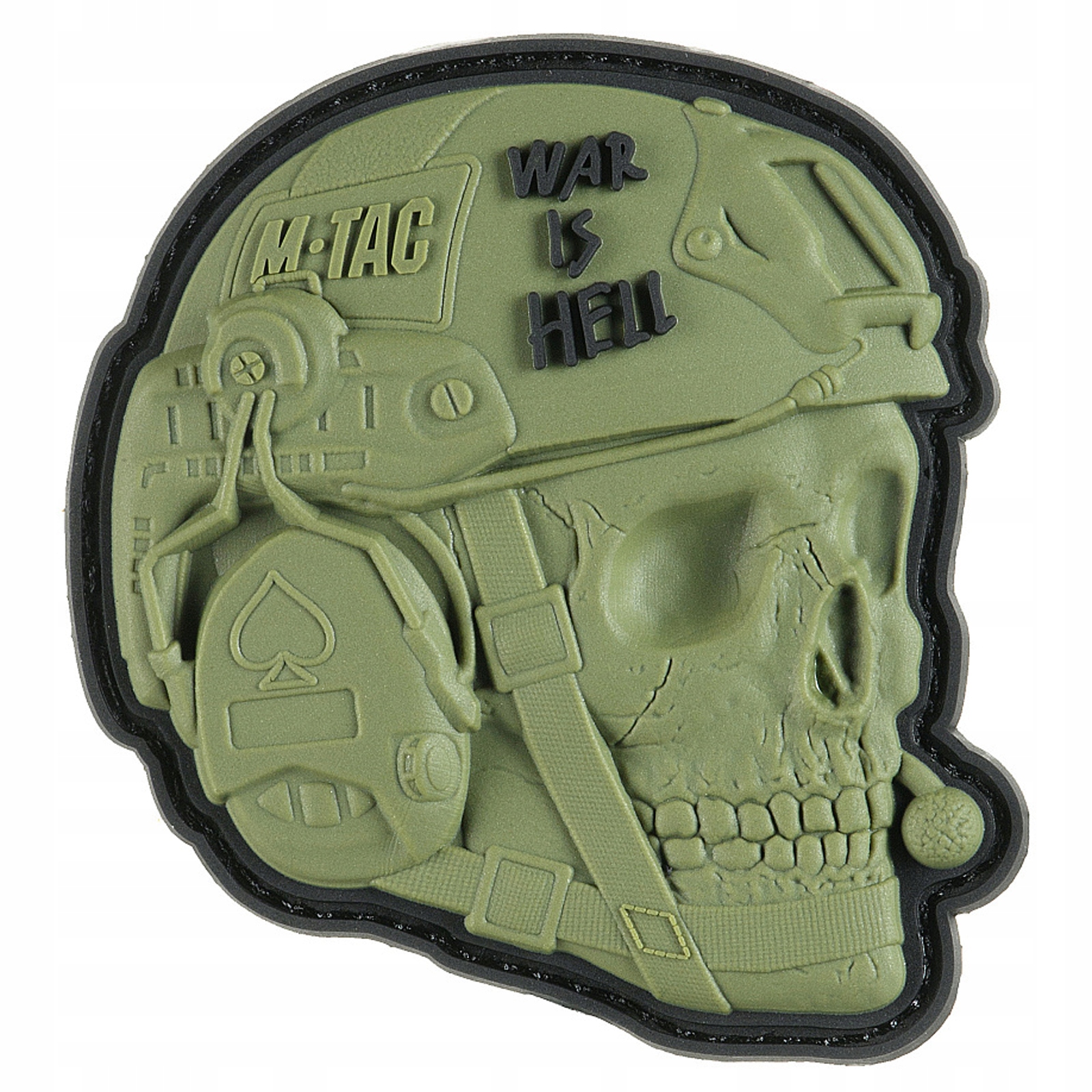 Naszywka rzep 3D War is Hell czaszka w hełmie operator M-Tac Pvc oliwkowa