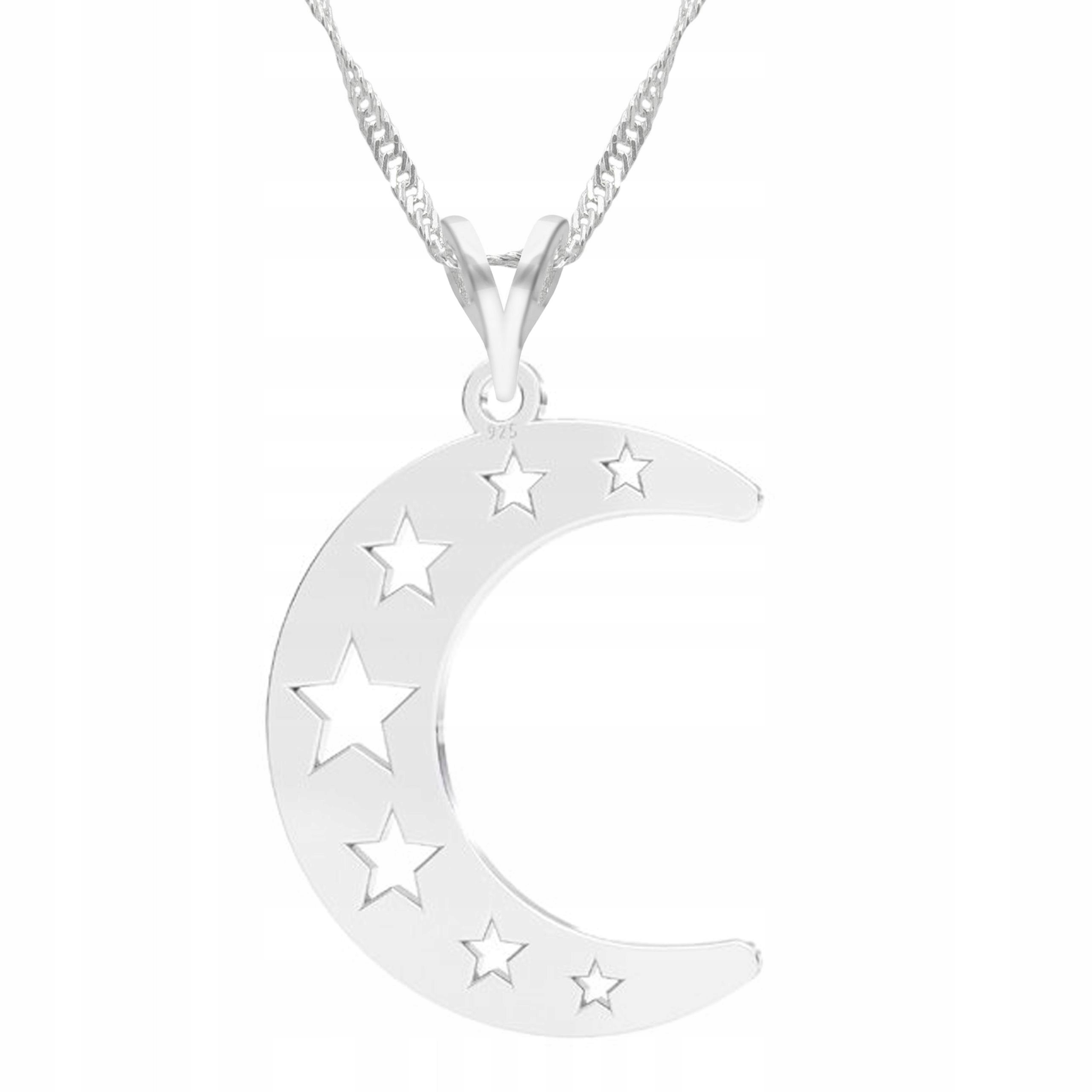 Stříbrný náhrdelník Měsíc Noc Nebe Půlkruh Fáze Měsíce Stříbro 925