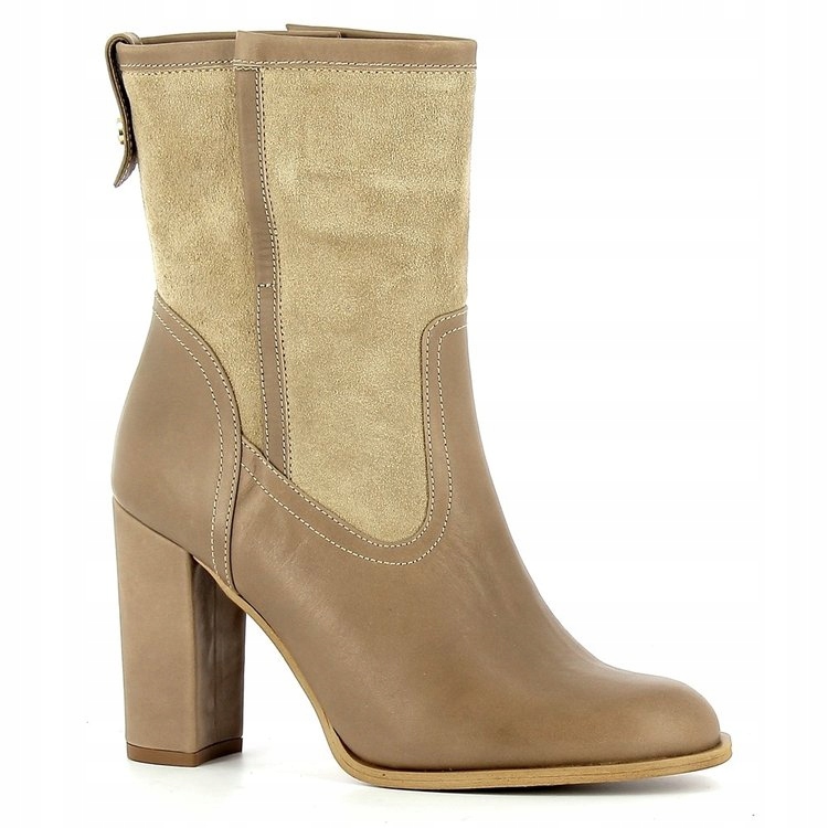 kotníkové boty Carinii 38 béžové vysoké kozačky na lýtka, elegantní dámské boty