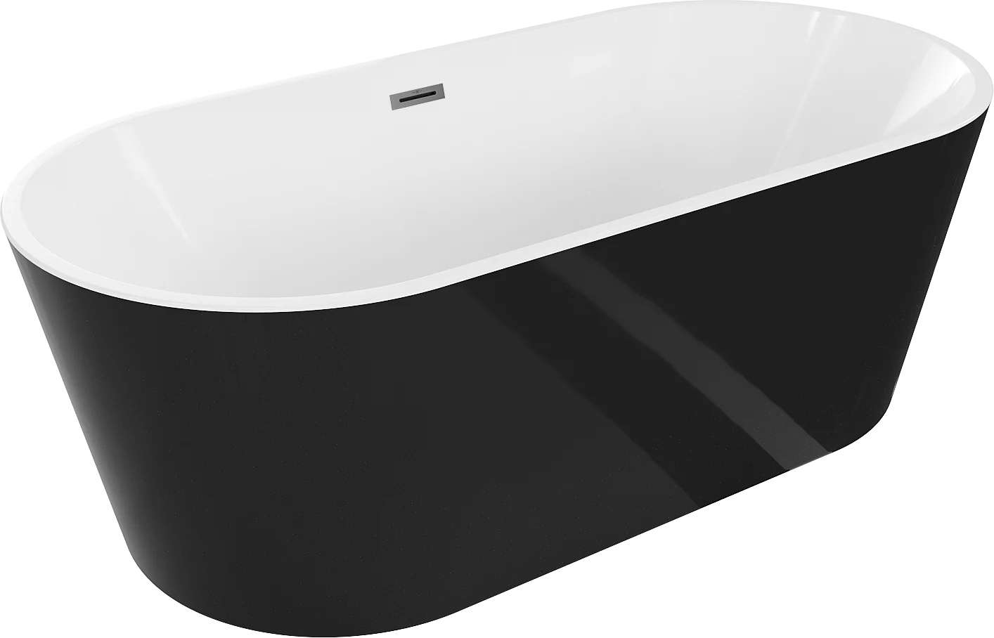 Wanna wolnostojąca 170x80 Mexen Luna czarno biała przelew gun metal