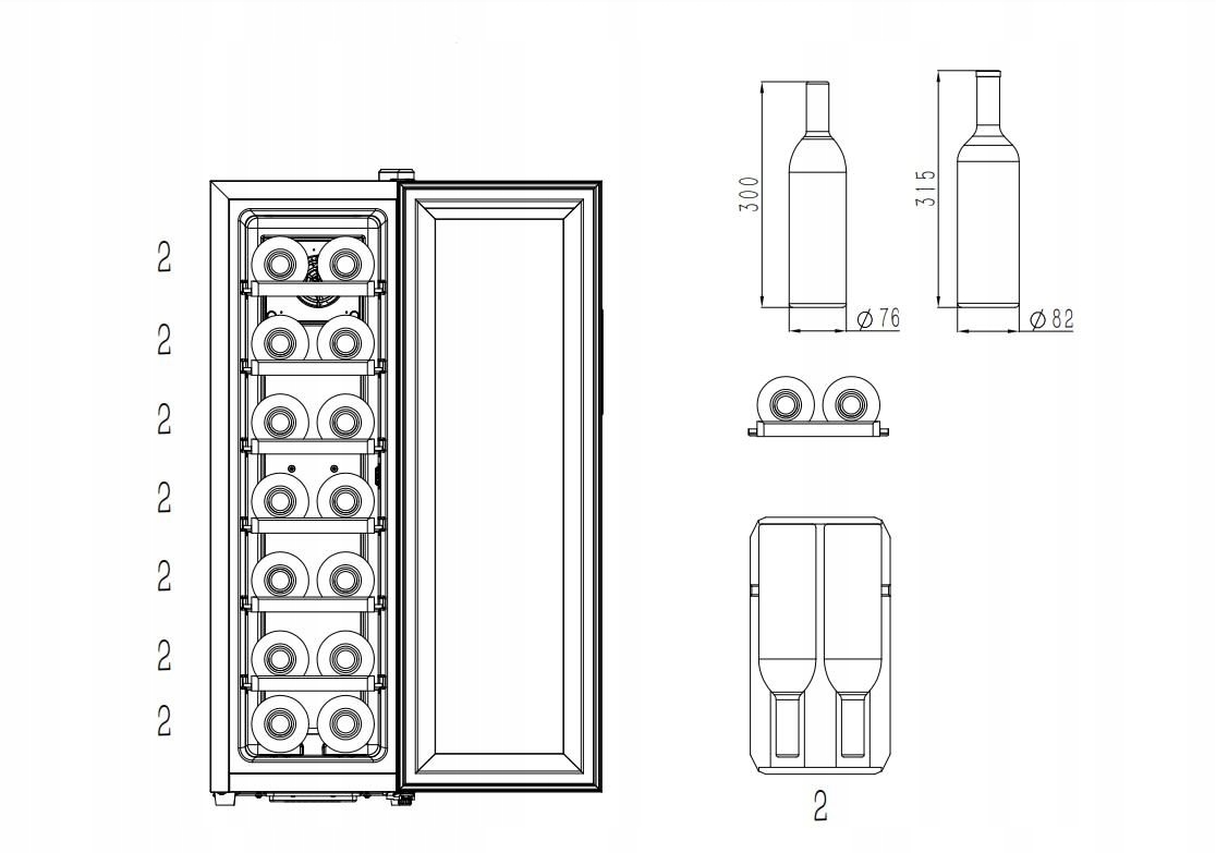 Cavin NC-14B Northern Collection 14 Winiarka Wolnostojąca Liczba butelek 14