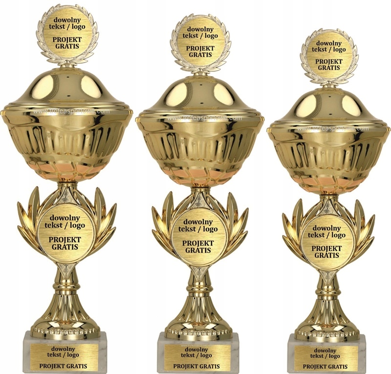 

komplet pucharów 33-32-30cm +tabliczki