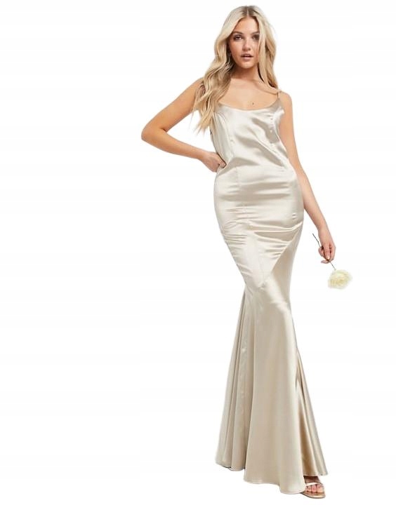 Asos Šaty Maxi Béžová Mořská Panna 40 L Rzm L