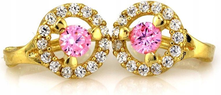 zlaté náušnice 585 jemné s růžovým očkem, elegantní vzor jako dárek