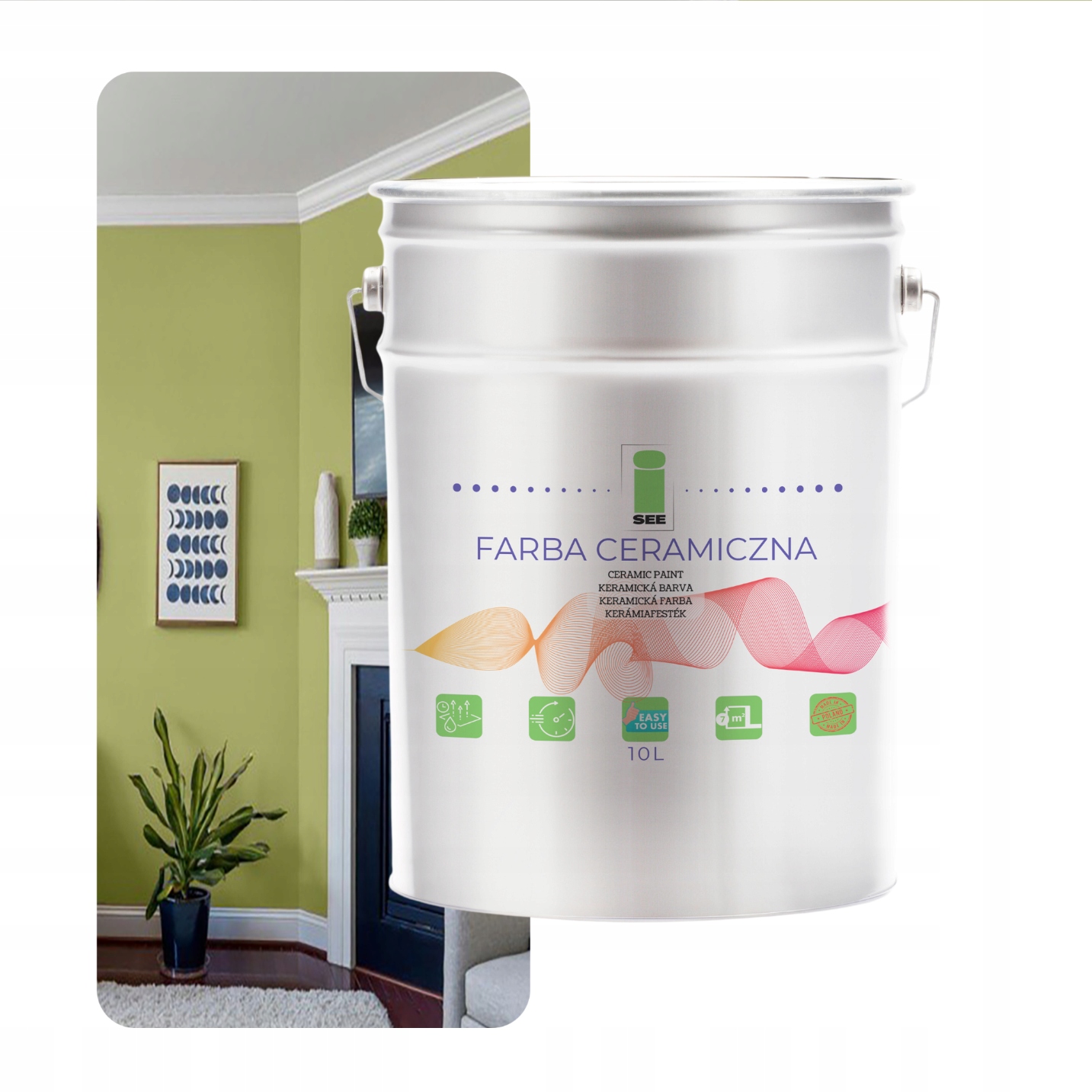 Keramická Umývateľná Farba Na Steny Zelená Pistáciová 10 L, Odolná Voči Škvrnám