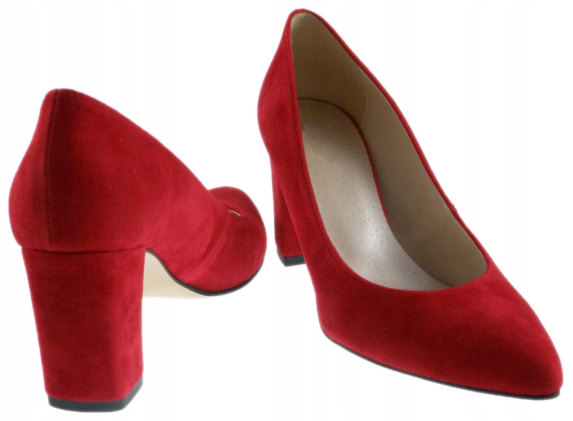 Červené semišové lodičky na podpatku 734, velikost vel.