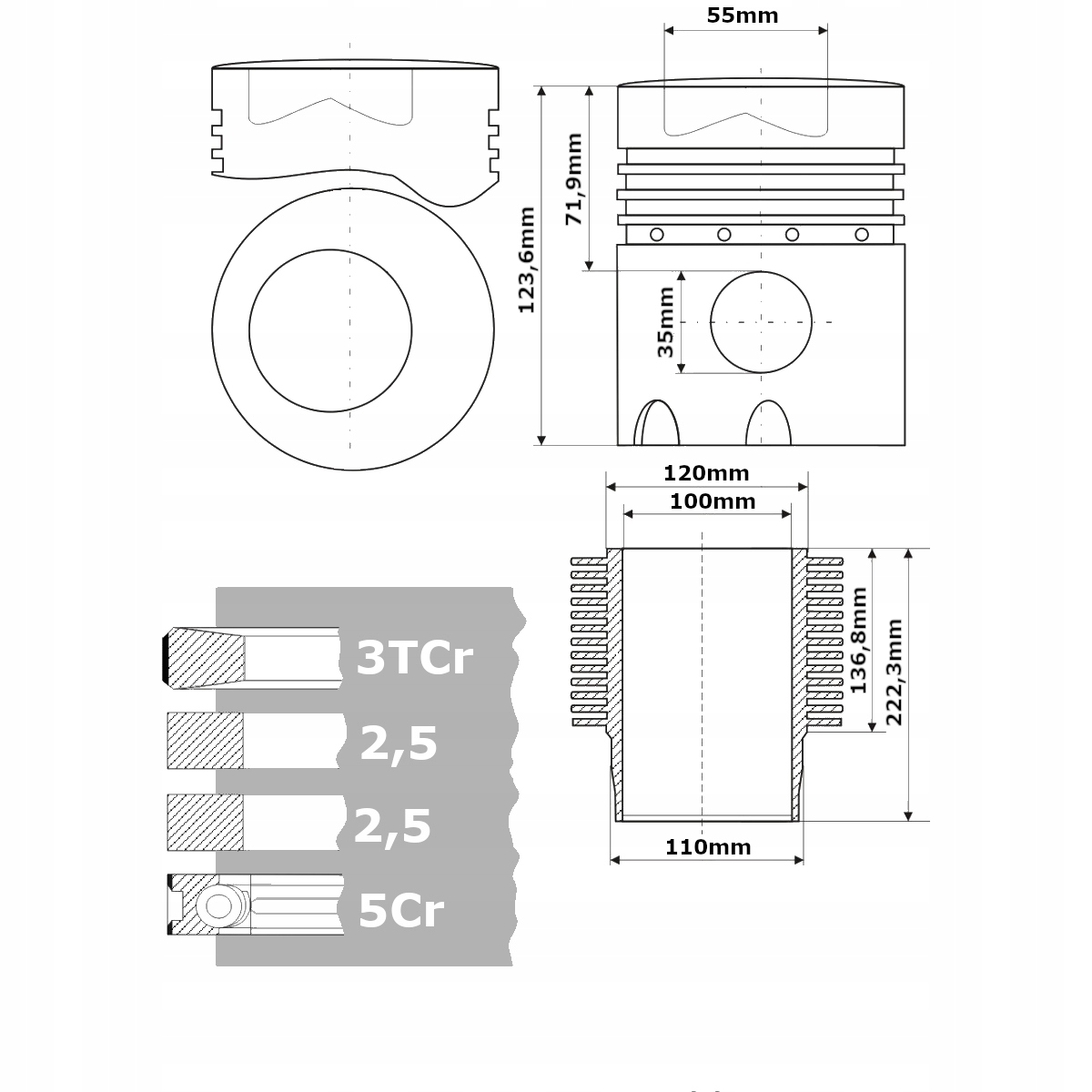 Zestaw naprawczy silnika Deutz FL-912 F4L912 Numer katalogowy części HL037/A