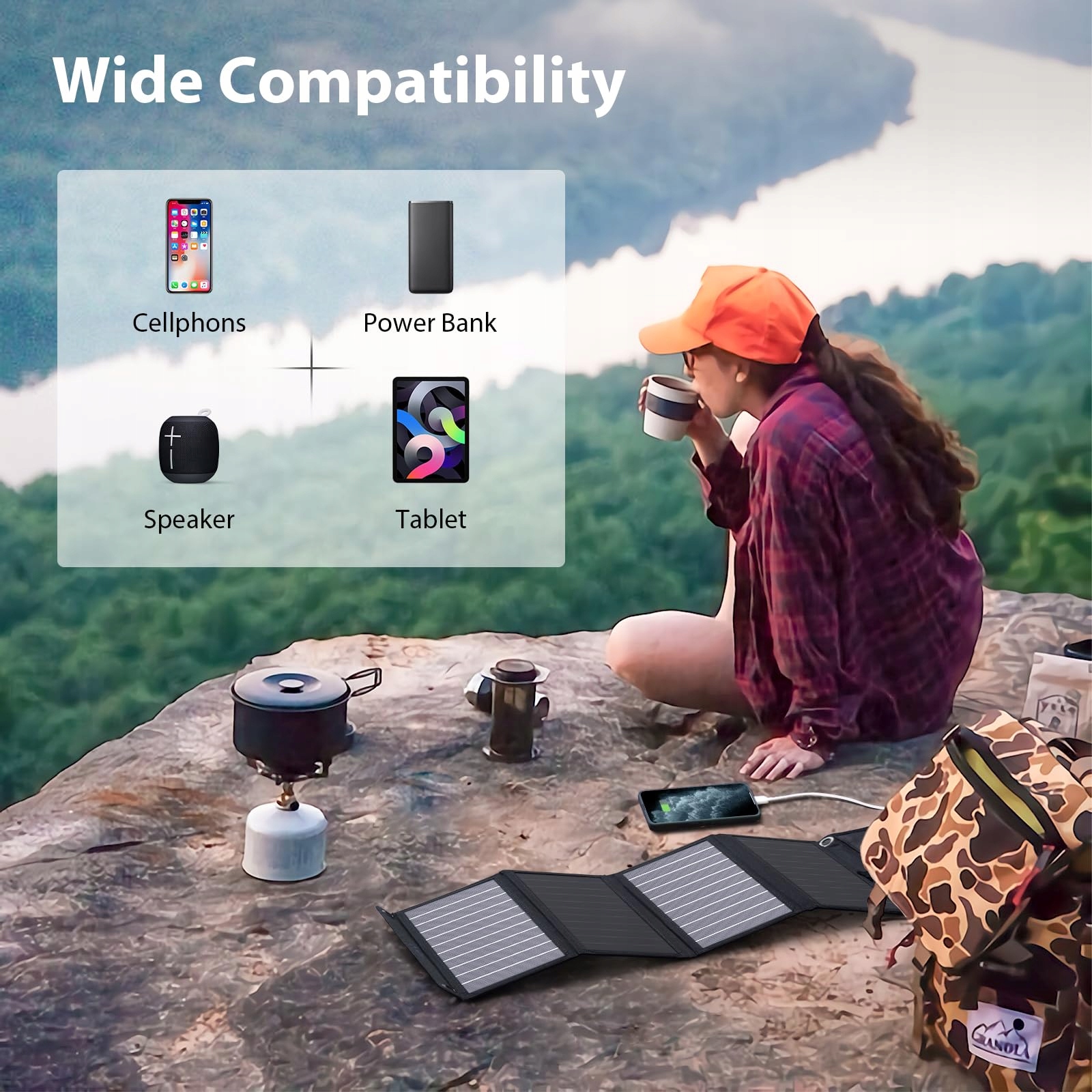 BIGBLUE 28W Przenośna Ładowarka Słoneczna 2-Port USB IPX4 — miniatura 4