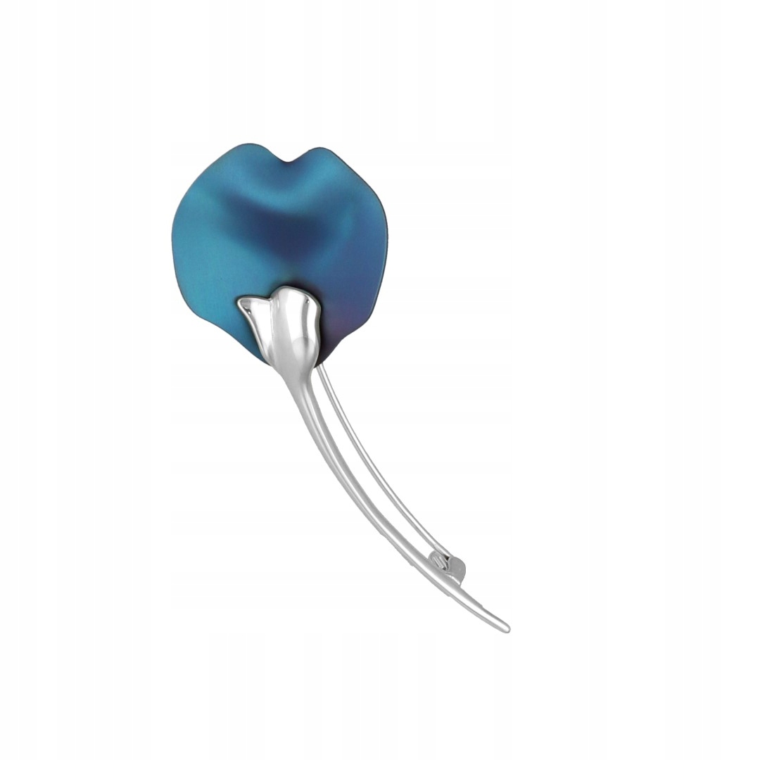 Brož květ tyrkysový titan stříbro