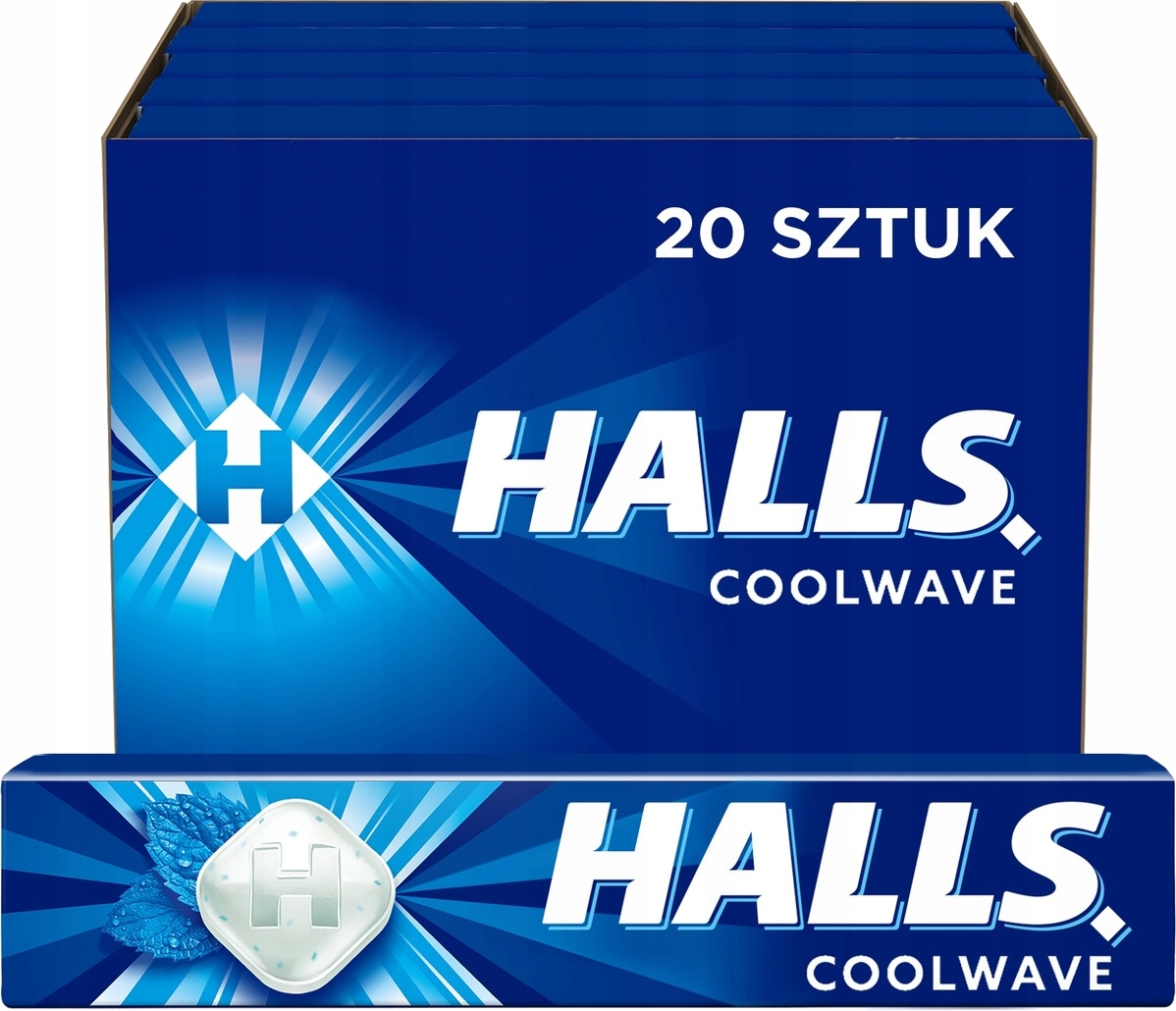Levně Halls Coolwave mentolové Bonbóny s příchutí eukalyptu 33,5 g 20 kusů