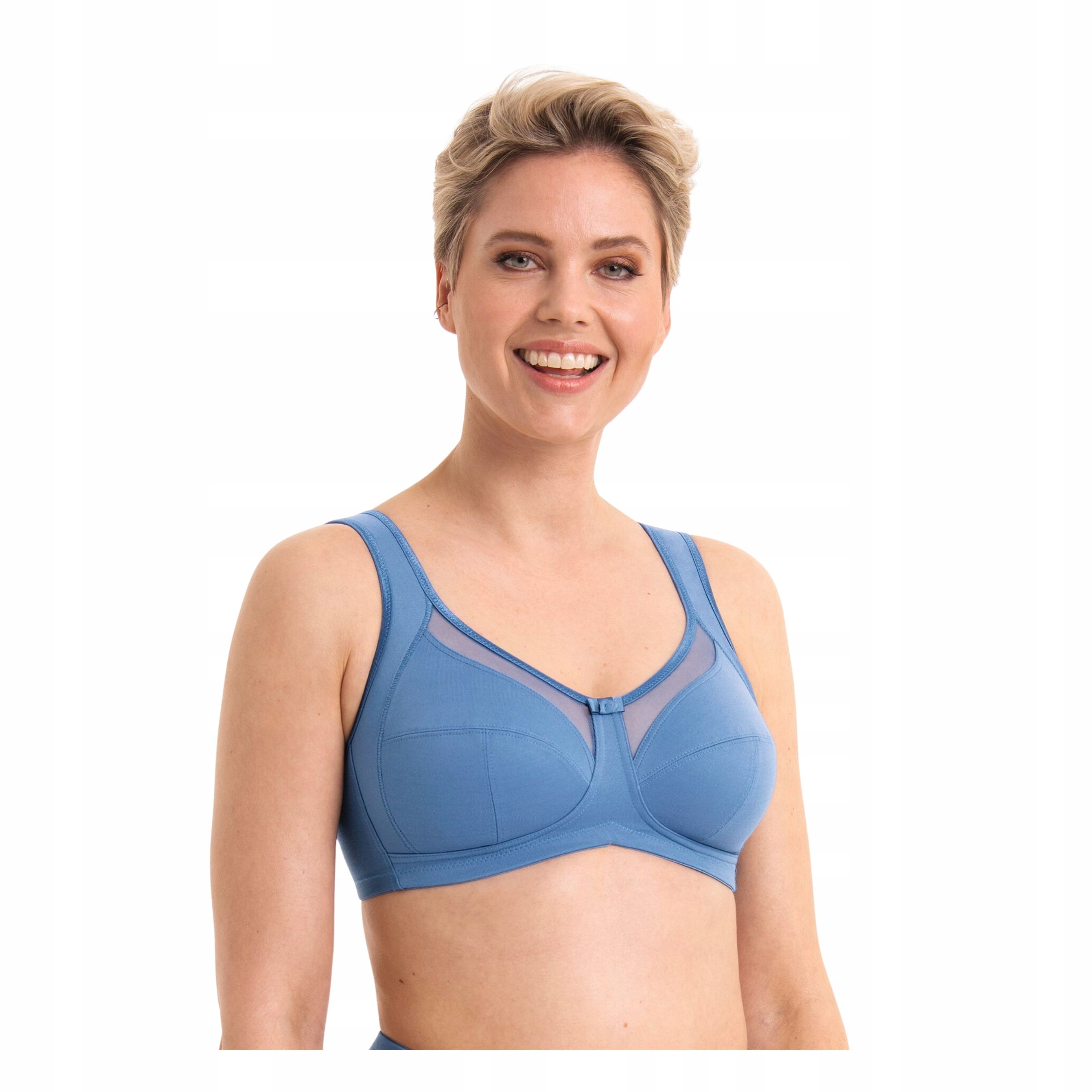 Clara 95B bavlněná podprsenka hladká modrá měkká Anita 5459 bez kostic