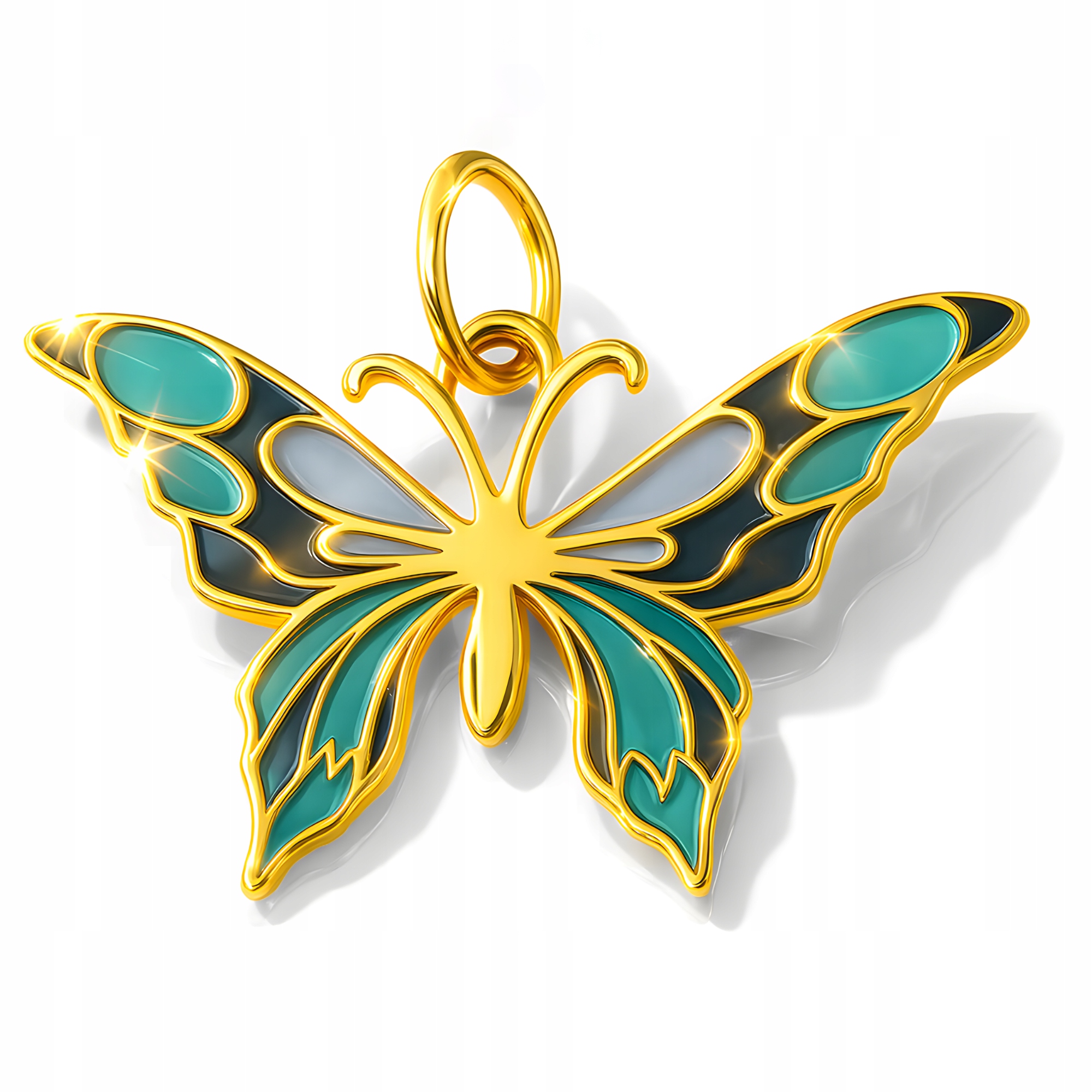 Zlatý Dámský Přívěsek s Motýlem Zlato 585 Barevný Hmyz Motýl na Řetízek