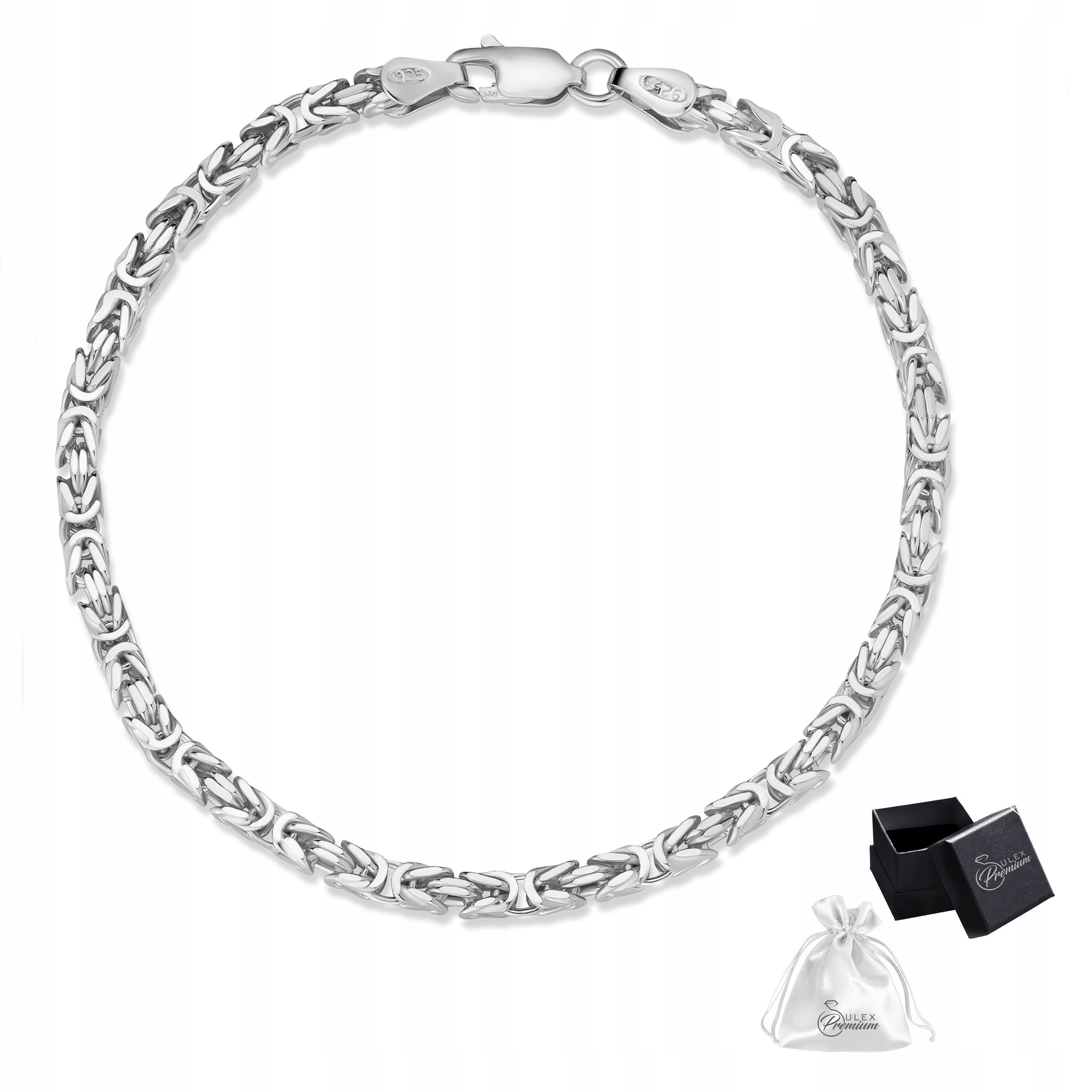 Náramek Stříbro 925 Pánský Klasický Královský Byzantin 21 cm x 4 mm