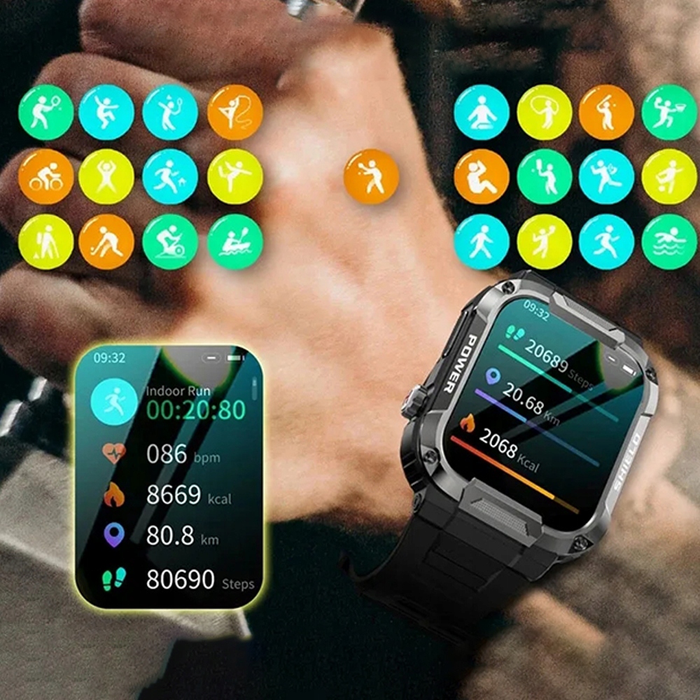 SMARTWATCH ZEGAREK MĘSKI GPS SPORTOWYCH MONITOR PL Kompatybilność systemowa Android iOS
