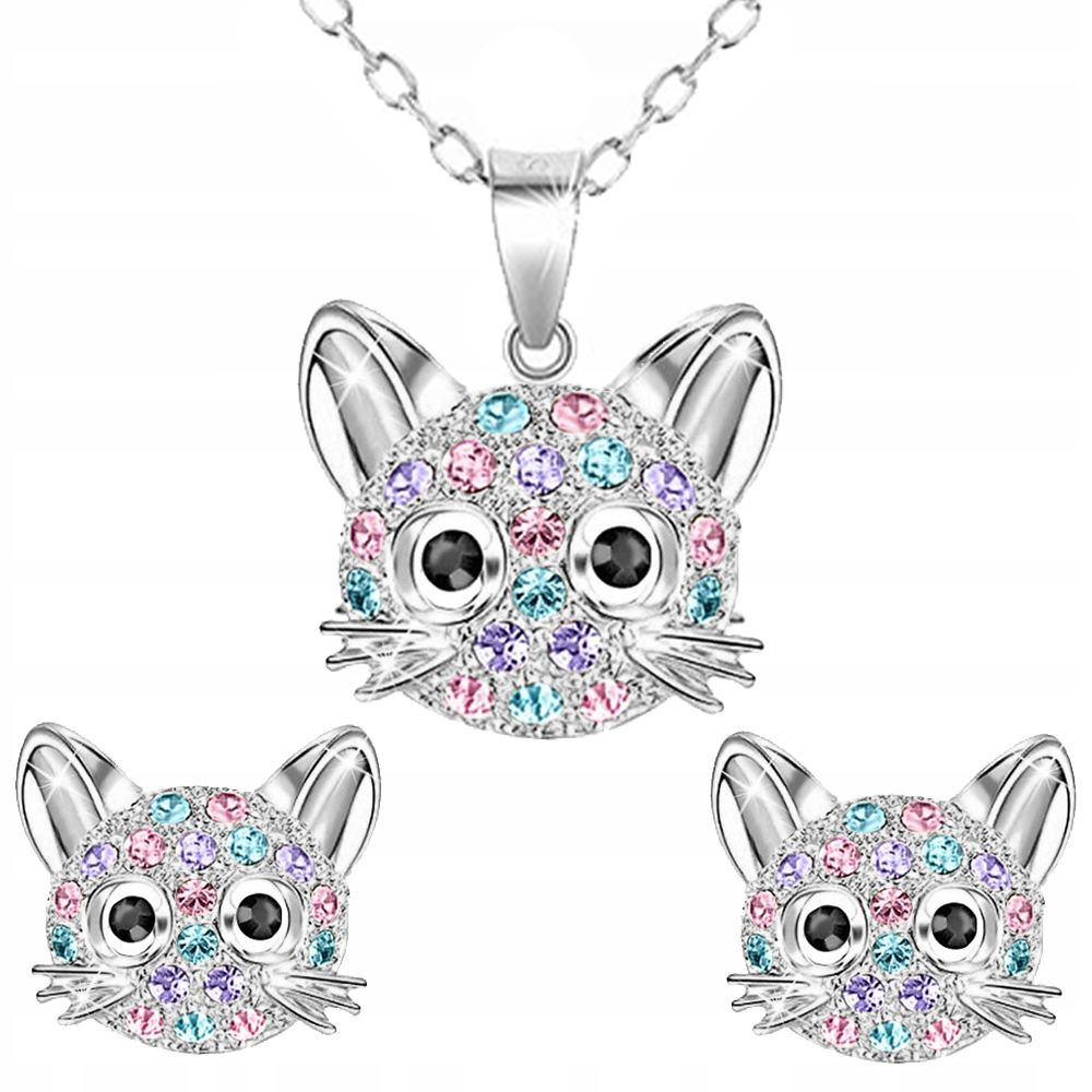 Sada stříbrných šperků pro kočku a kočky 925, elegantní a roztomilé