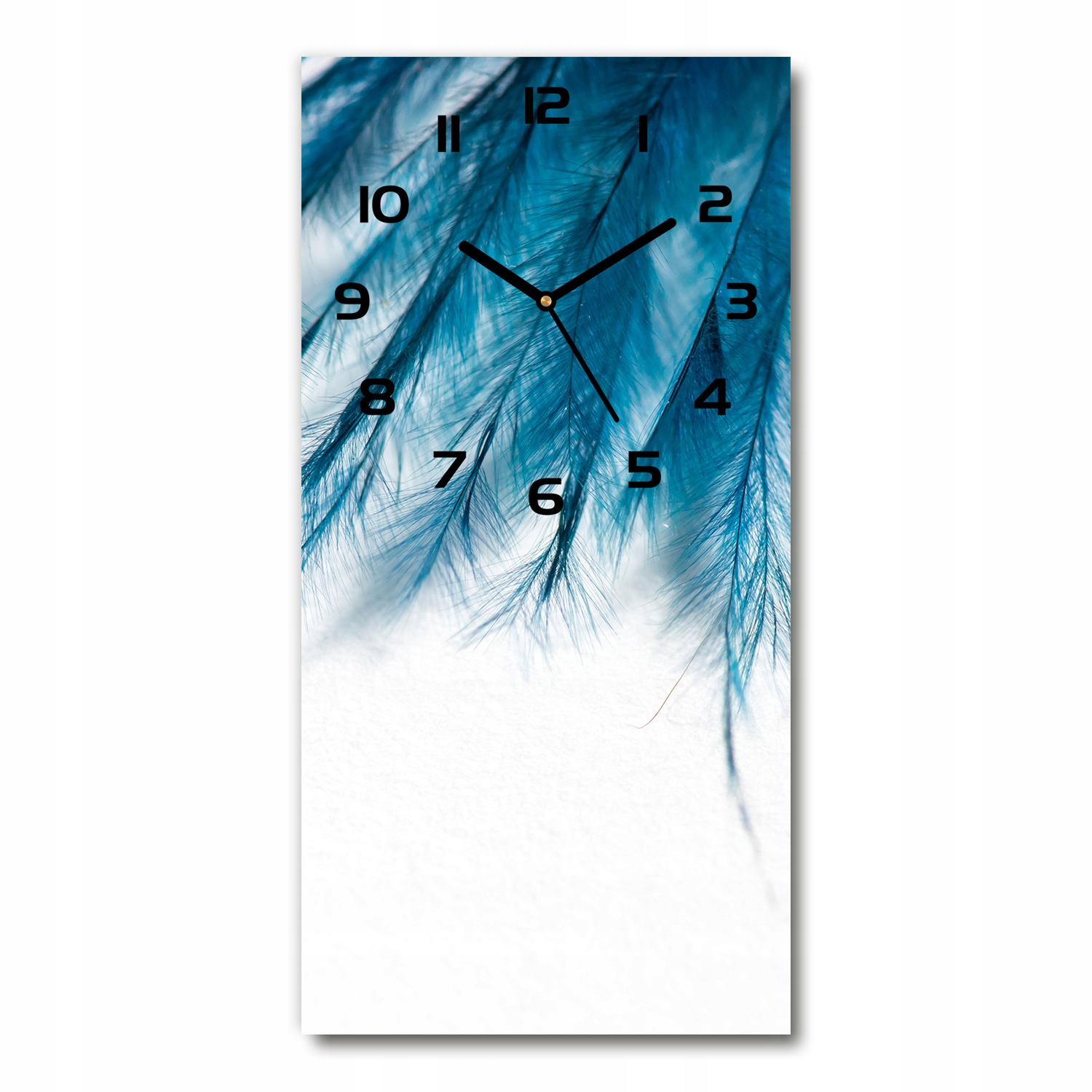 

Zegar ścienny cichy Niebieskie pióra 30x60 pionowy