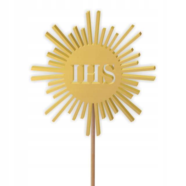 TOPPER plexa NA TORT złoty IHS komunia HOSTIA