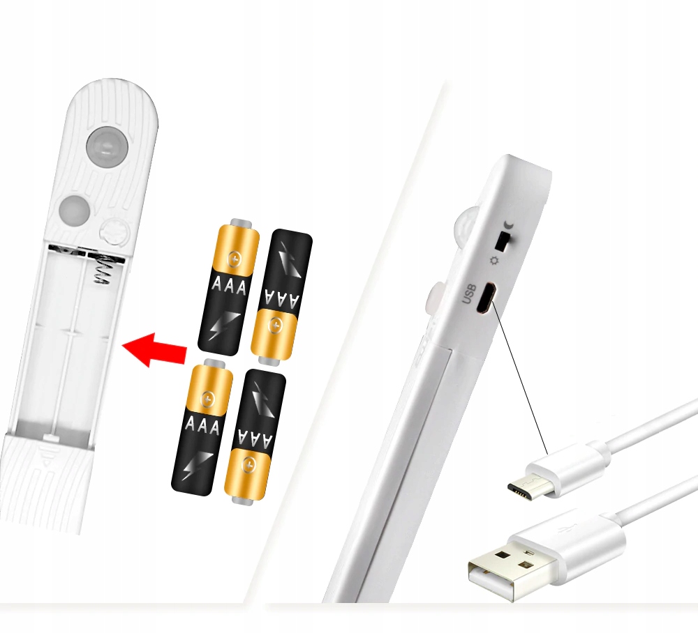 TAŚMA LED SZAFY MEBLI CZUJNIK RUCHU BATERIE USB 3m EAN (GTIN) 0076587657