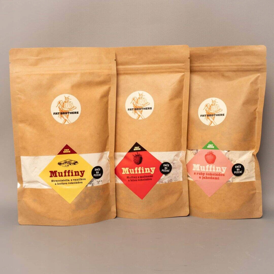Levně Pestrá sada směsi na muffiny stracciatella, jahoda a malina