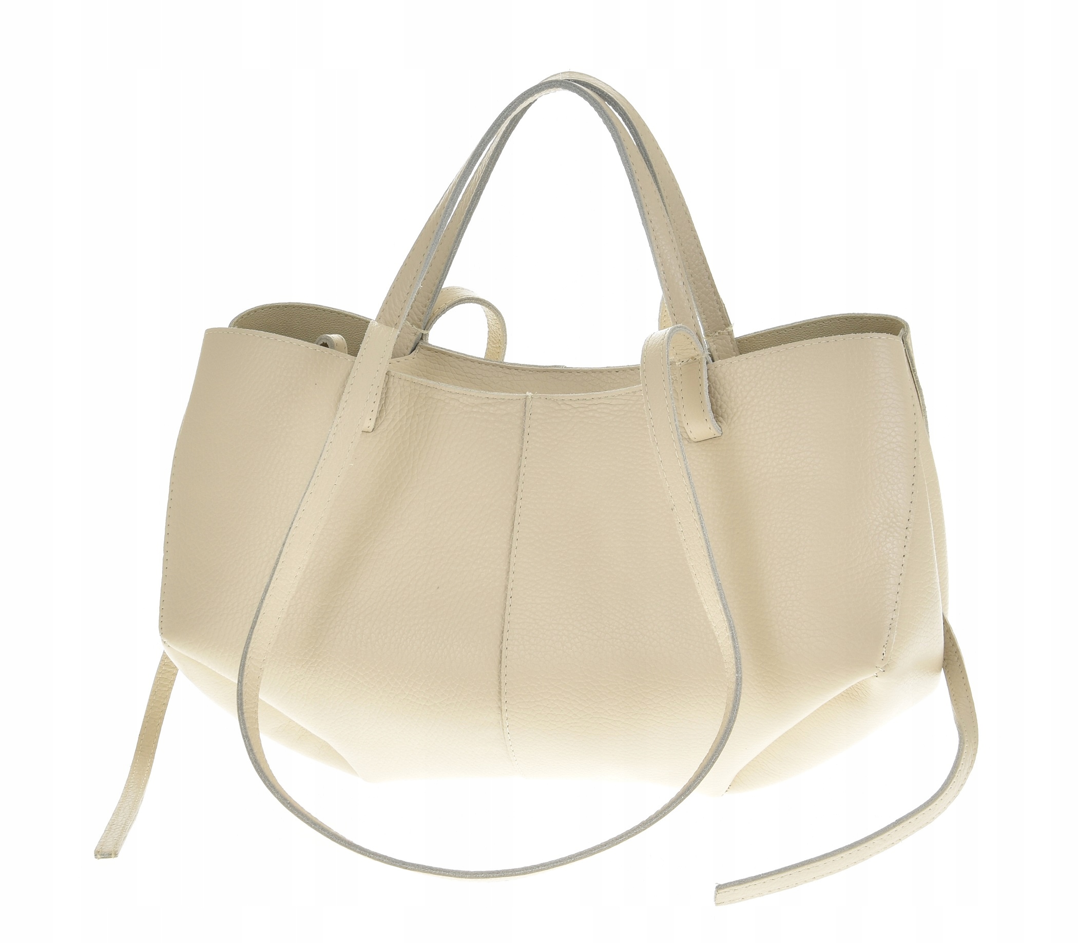 Vera Pelle Kožená kabelka Béžová Shopper Střední Elegantní taška na rameno lodička