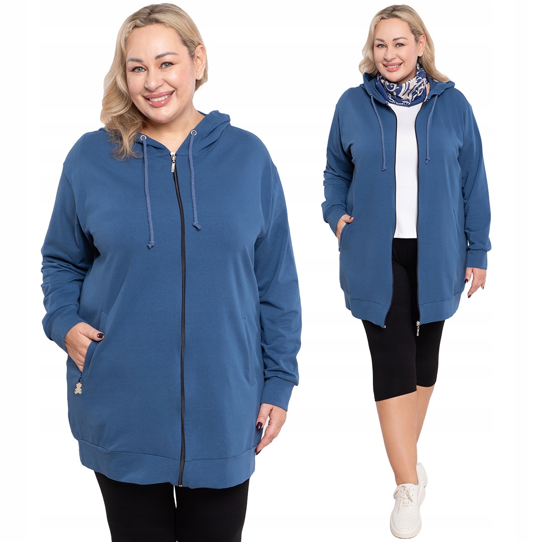 Modrá mikina s kapucí a kapsami 48/50