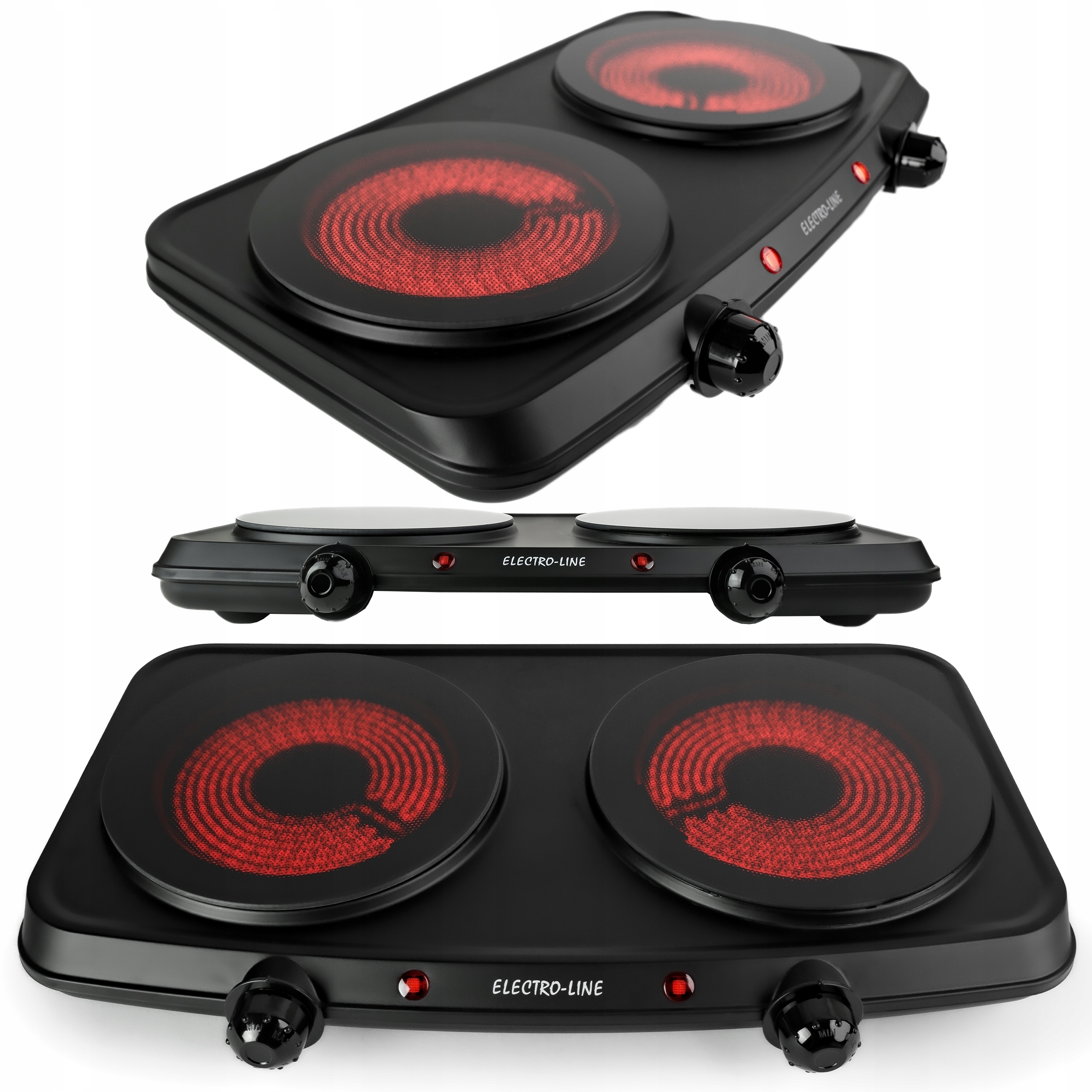 Kuchenka Elektryczna Turystyczna Przenośna 2 Palniki Termostat 2500W