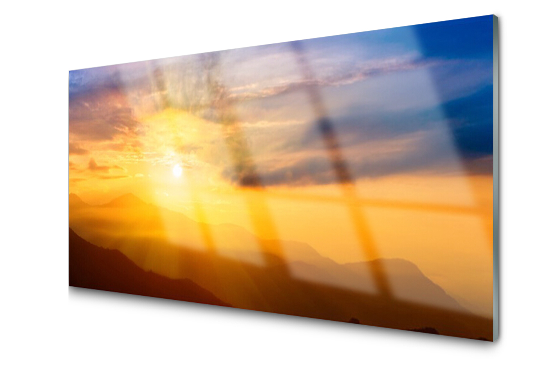 

Panel szklany Płytka Góra Słońce Chmury 140x70