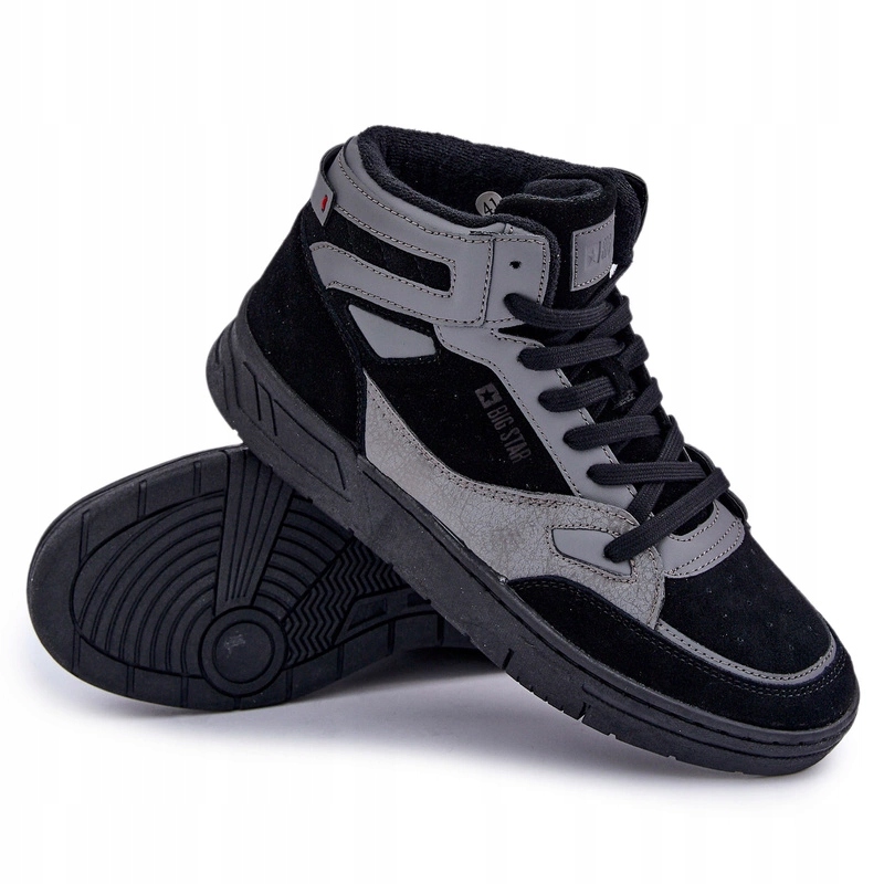 Pánské Semišové Tenisky Big Star OO174303 Hi-poly Systém Černo-šedé 41