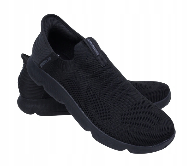 Czarne buty sportowe męskie wsuwane slip-on w dużych rozmiarach półbuty
