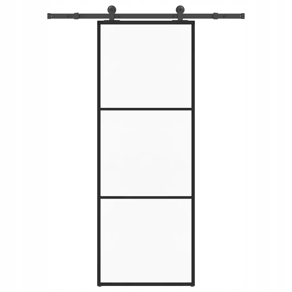 Posuvné dveře s kováním 76x205 cm Esg sklo a hliník Černý 3332803