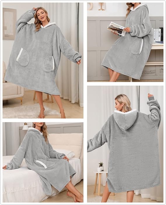 OGROMNA BLUZA OVERSIZE NA ZIME CIEPŁY KOC Z KIESZENIAMI PRZEZNT NA ŚWIĘTA Marka inna