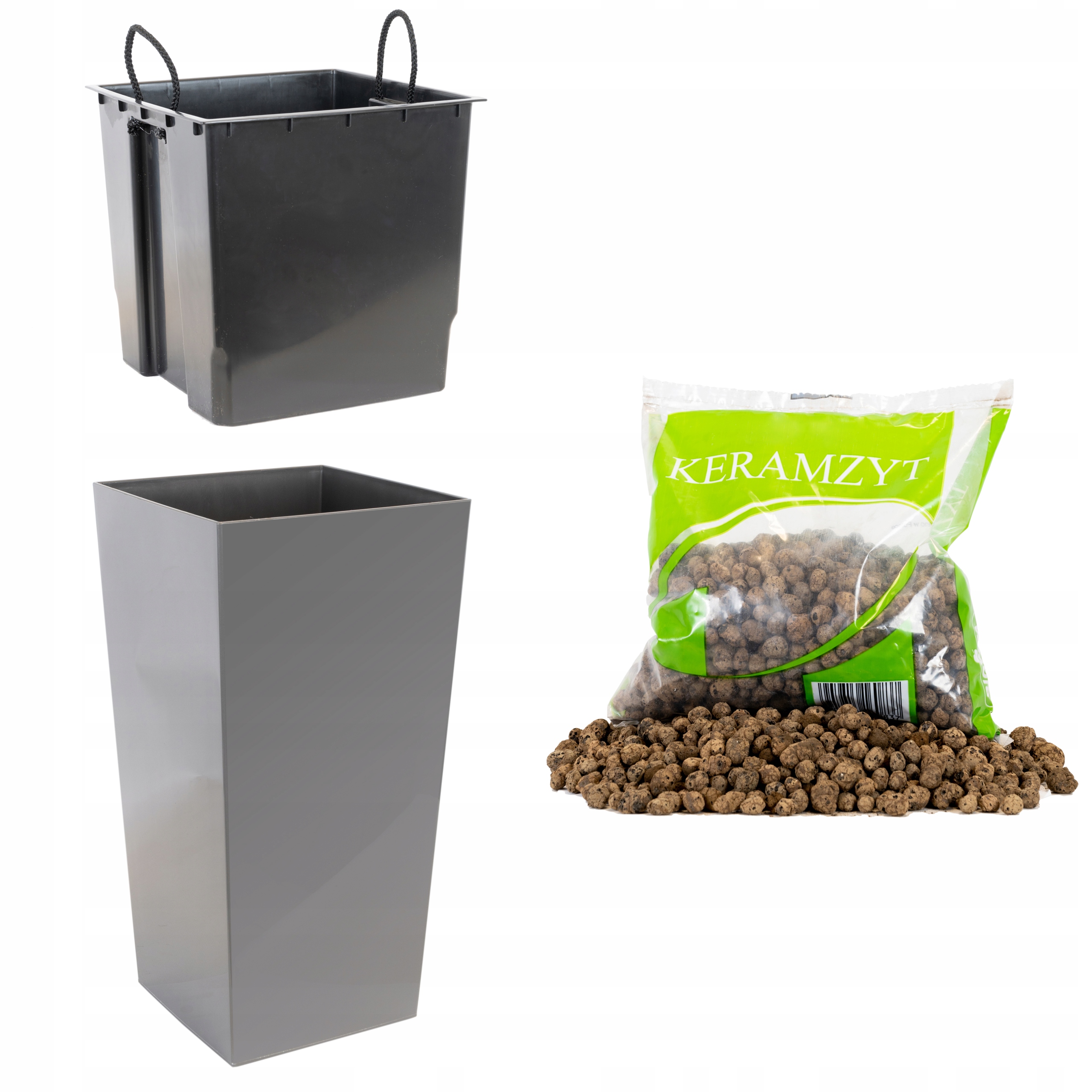 

Doniczka plastikowa z wkładem 40x75cm antracytowa