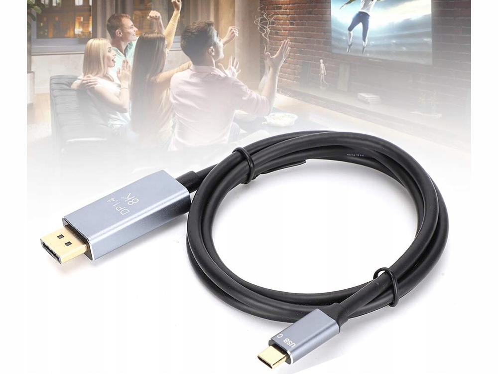 Kabel przewód displayport usb typ-c 1.4 video audio 8k 4k 2k 1,8m Marka VERK GROUP