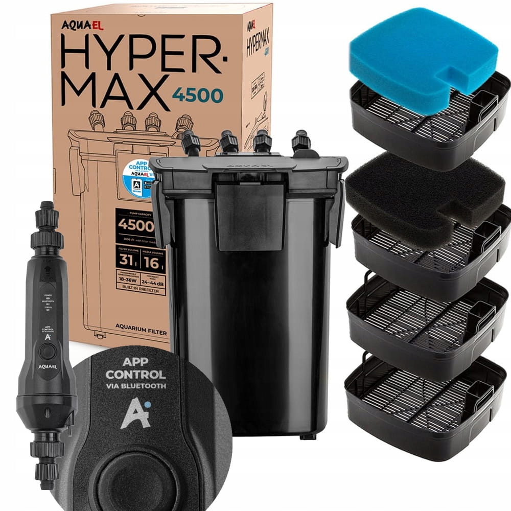 Levně Aquael Hypermax Bt vnější filtr do 1500 l ohřívač Flow Heater Bt