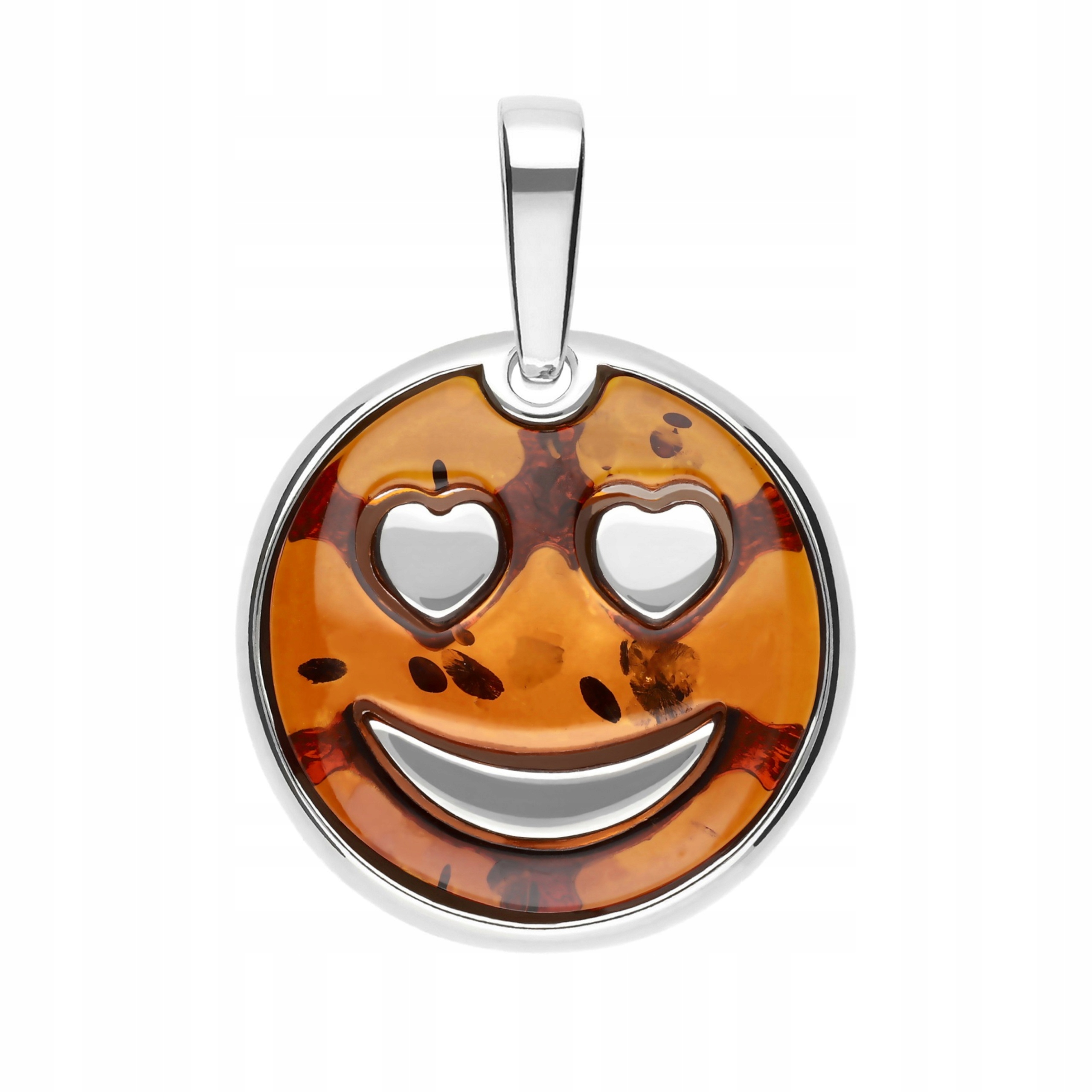 přívěsek Smiley smajlík z jantaru a stříbra 925