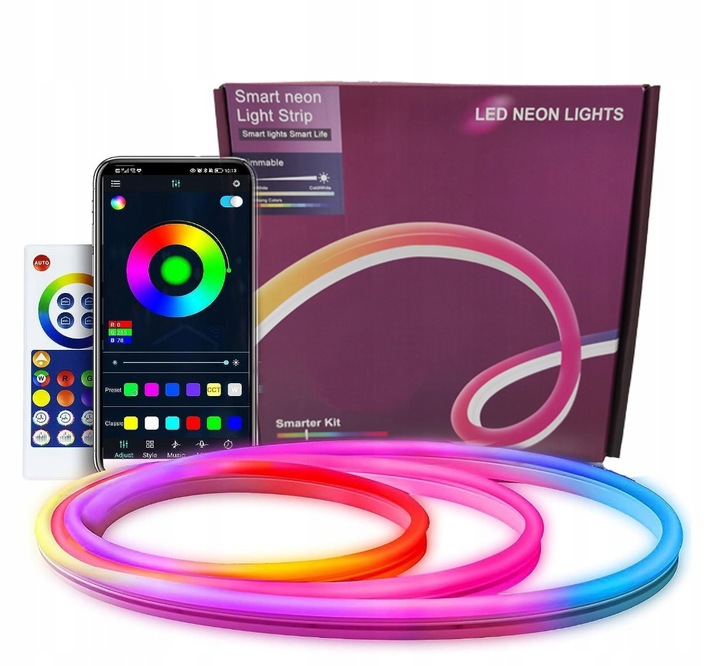 Led Pásek 5 M Barevný Pásek Neon Rgb-ic Sada Bluetooth Aplikace Dálkový Ovladač