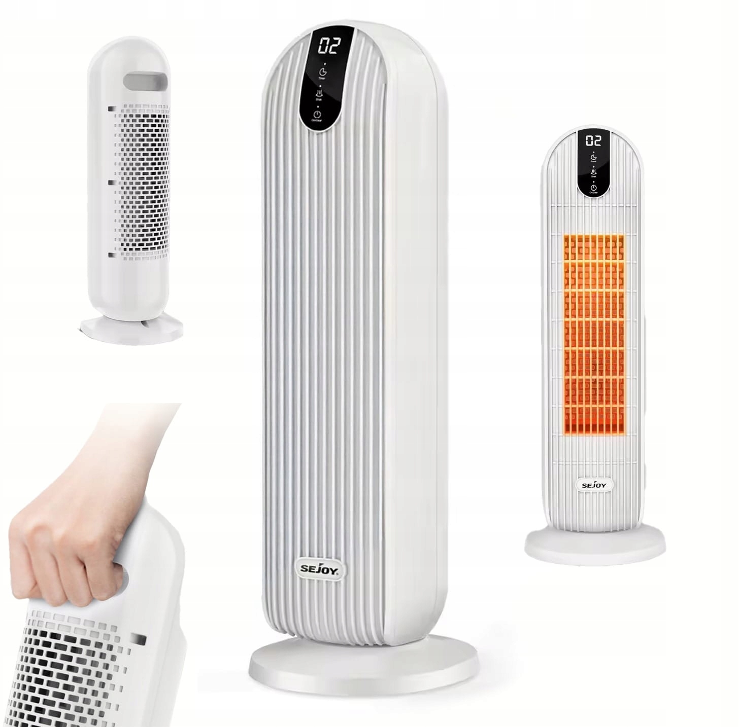 Elektrický ohřívač Sejoy 2000 W, keramický termoventilátor, tichý časovač 12 hodin