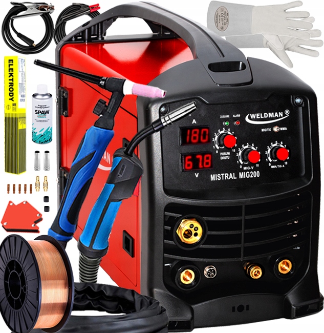 Poloautomatický Svařovací Stroj Mig Mma 200 Flux Tig Euro