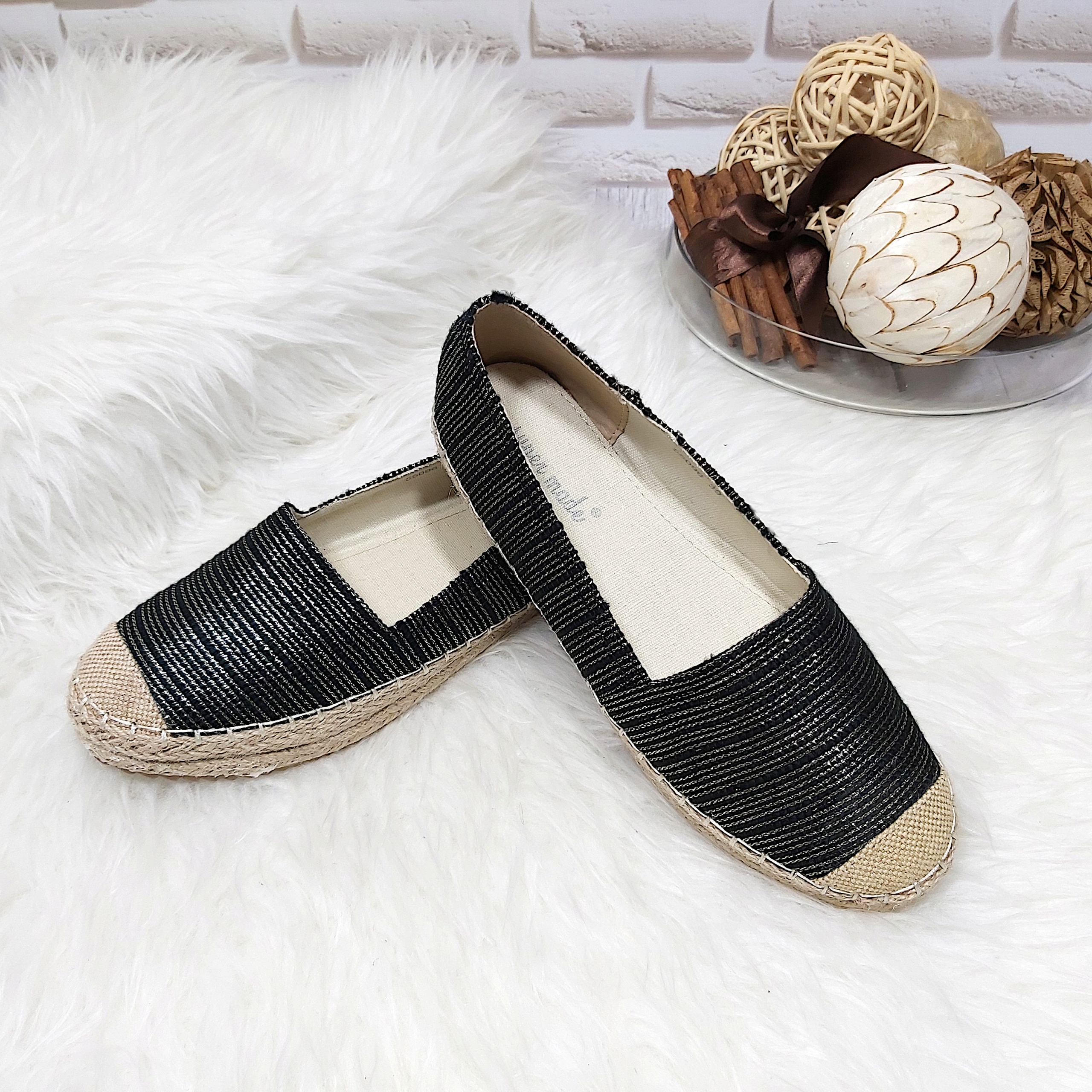 KLASYCZNE PROSTE ESPADRYLE DAMSKIE - black r 37 Rozmiar 37