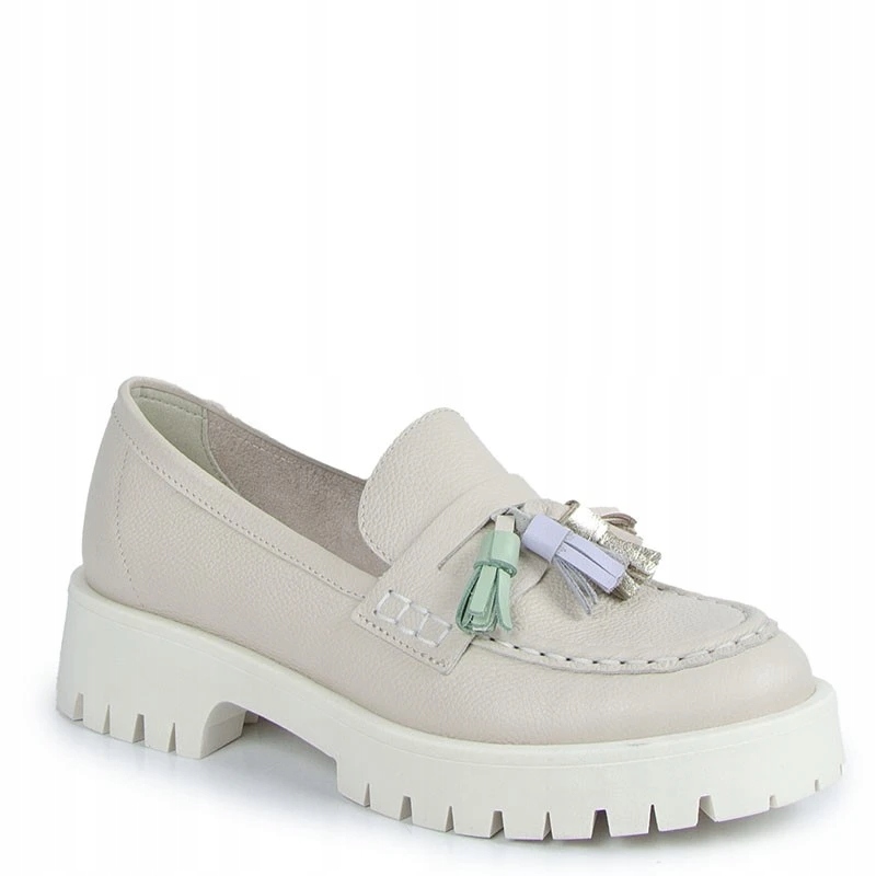 Chebello 3096 Mokasíny Kůže Lico Béžové Bílé 38