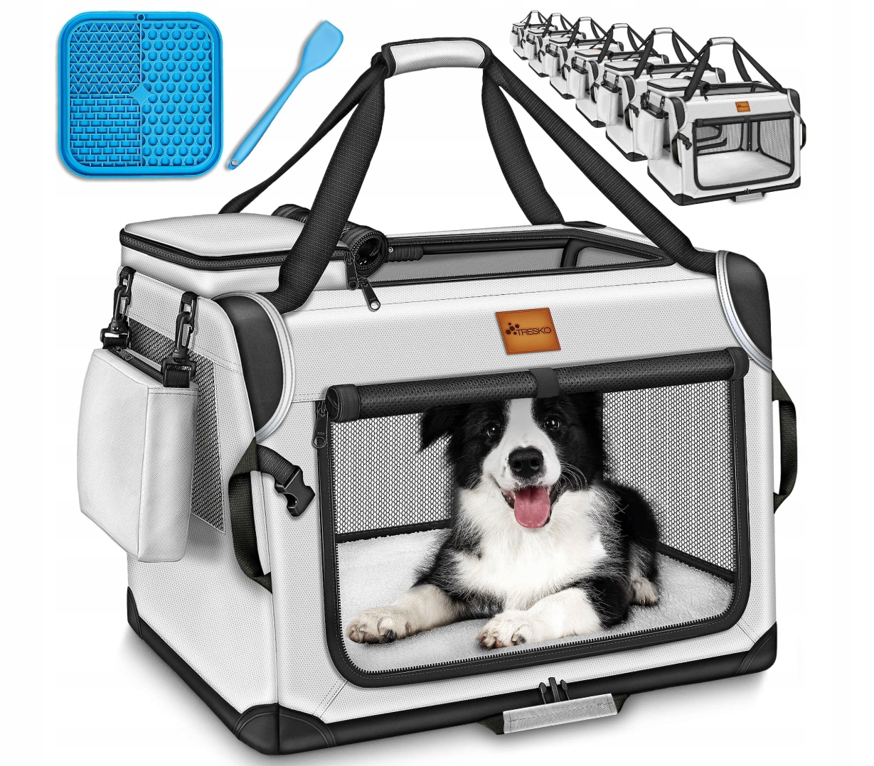 Levně Přepravka pro psa Tresko šedá XXL 63 cm x 63 cm 92 cm