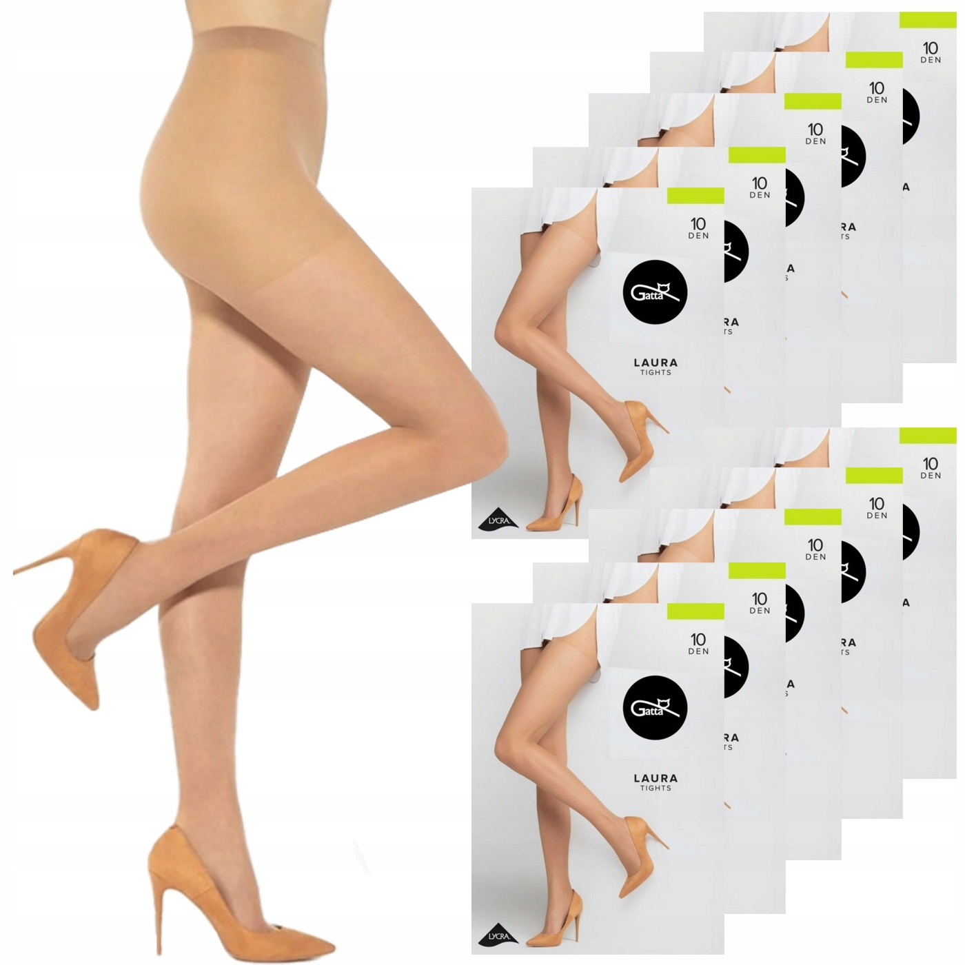 10 X Punčocháče Gatta Laura 10 Den 5-XL Golden