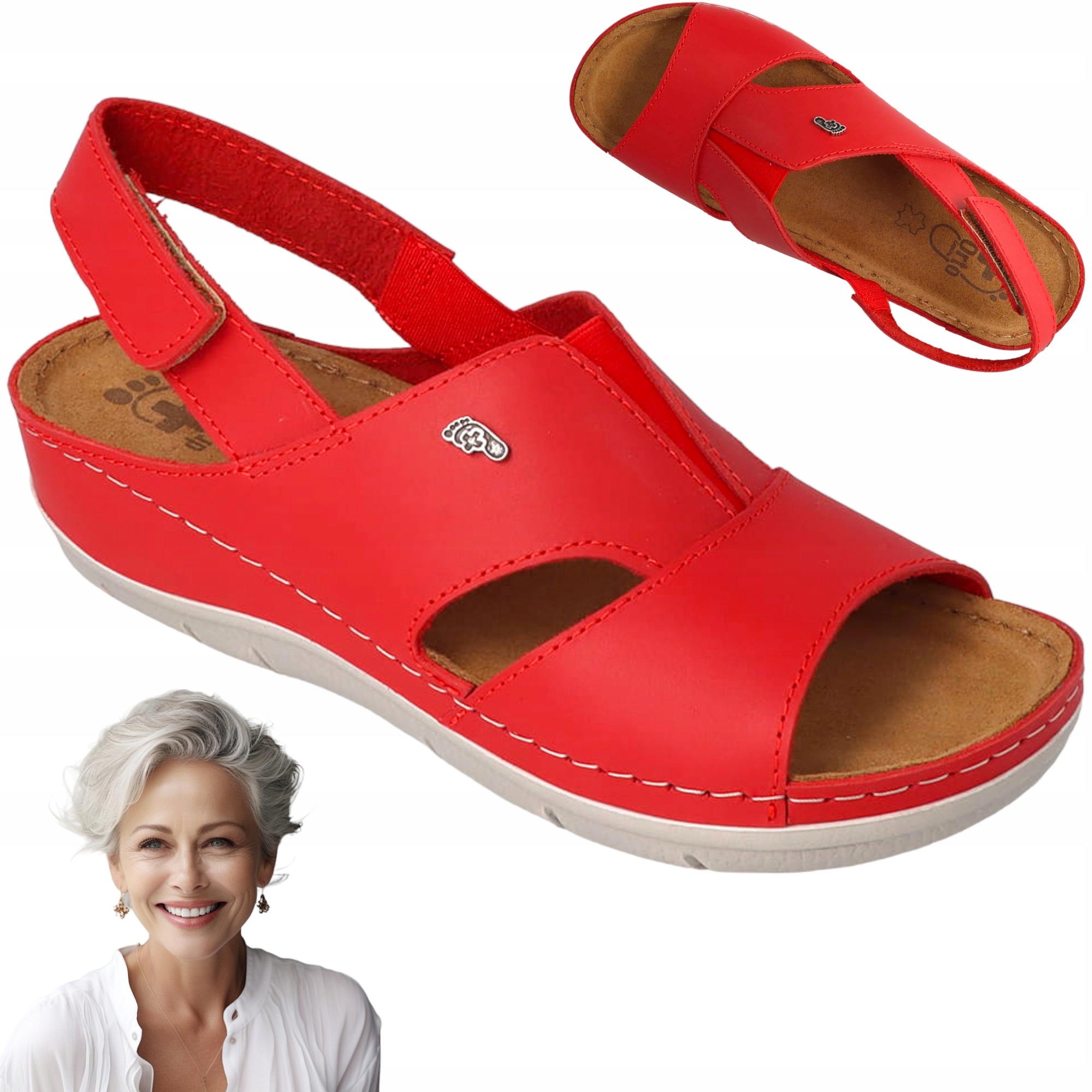 Dámské kožené ortopedické sandály Na Suchý Zip Dr Orto Zdravotní červená 36