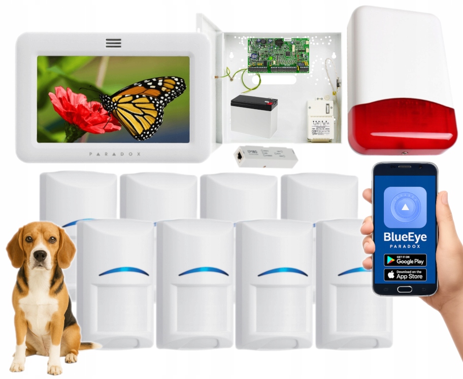 System Alarmowy Do Domu Paradox 8 Czujek Bosch Pet Aplikacja LCD Wifi