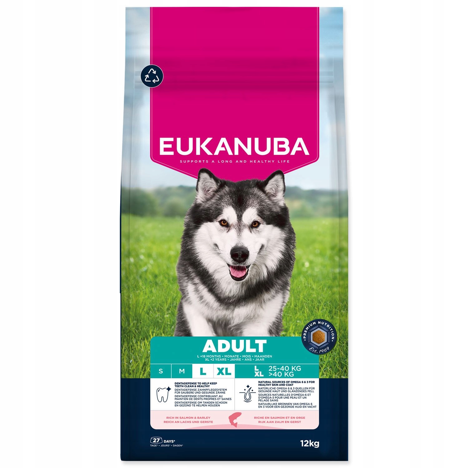 Krmivo Eukanuba Adult Large rich in salmon and barley 12kg