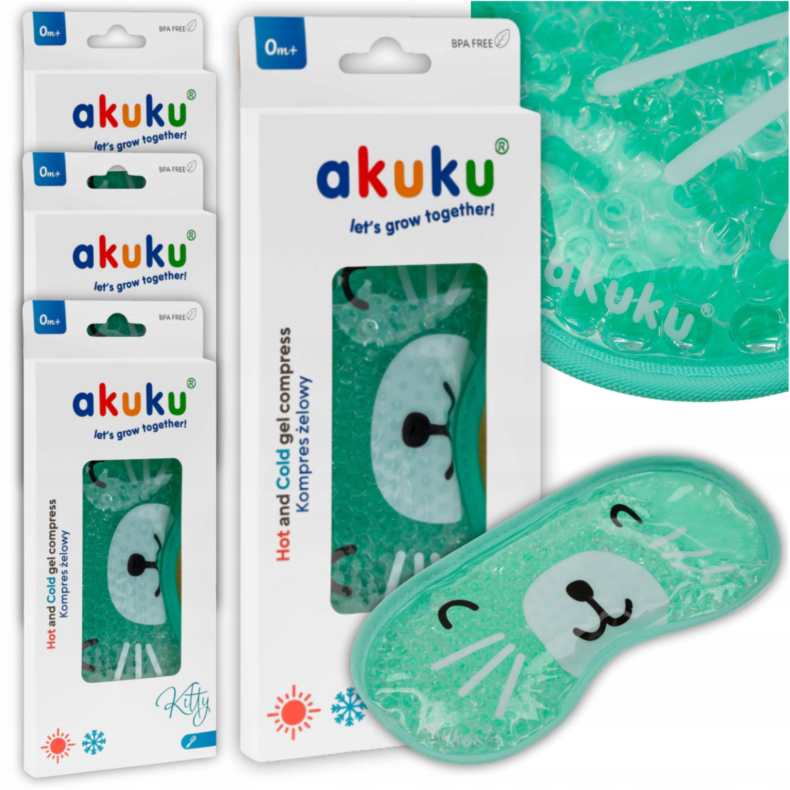 4x Kompres Okład żelowy Termiczny Ciepło/Zimno na bóle urazy gorączkę Akuku