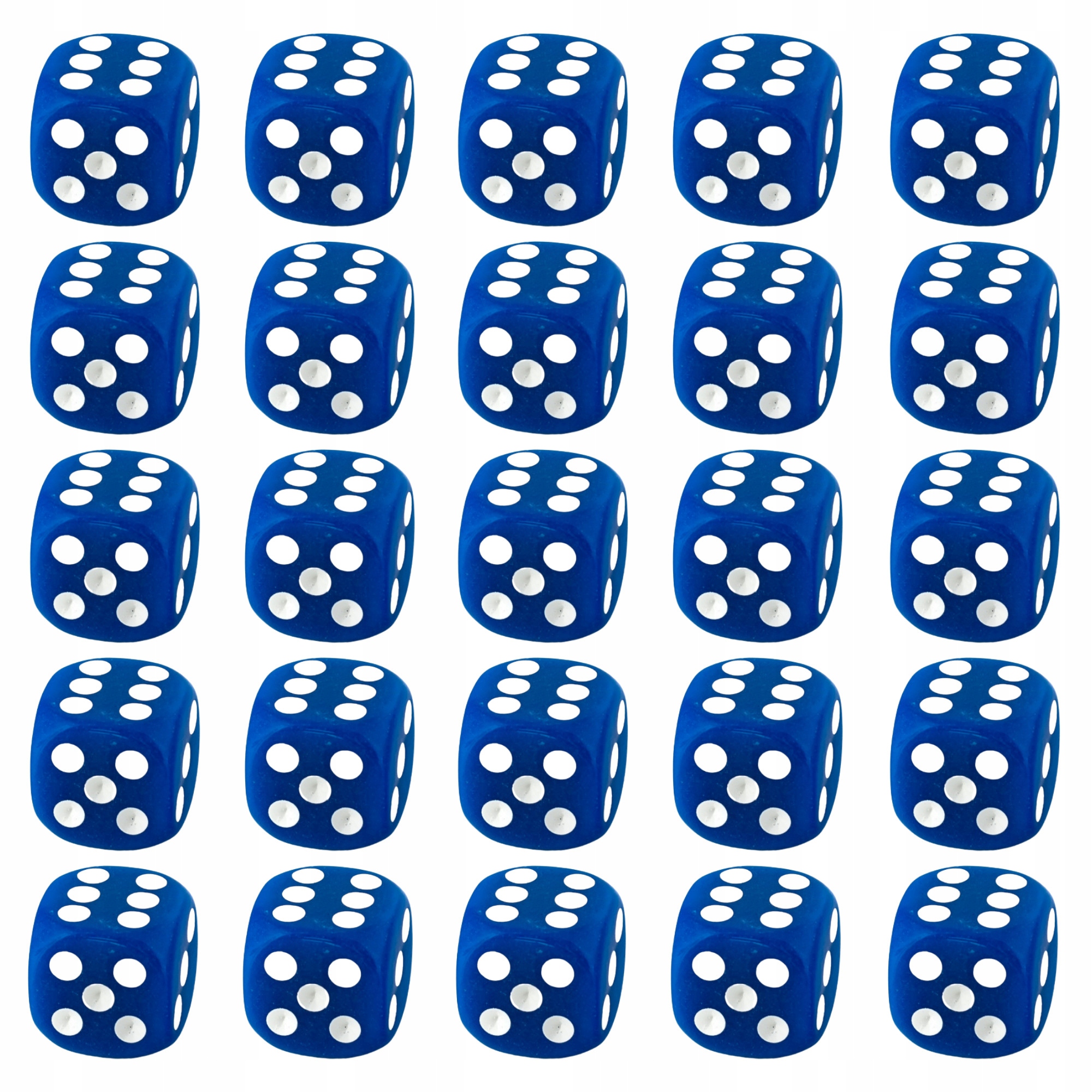 ZESTAW 25 KOSTEK K6 RPG KOŚĆ SZEŚCIOŚCIENNA NIEBIESKA 1,6 CM